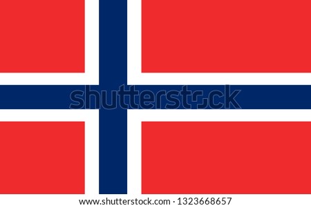 Flag of Kingdom of Norway, is a sovereign and unitary monarchy of the Scandinavian Peninsula. Vector illustration