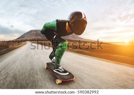 Similar – Image, Stock Photo Skateboard in full speed on ramp