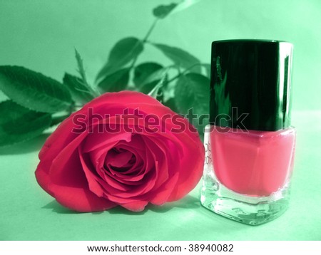 Pink rose and pink nail polish