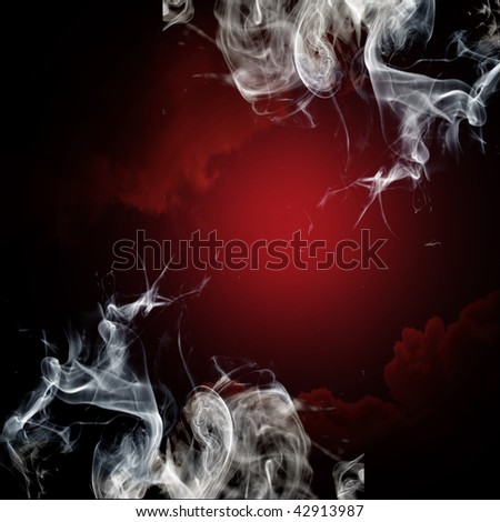 Smoke on black and red background