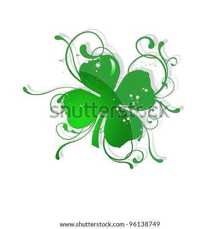 Four leaf clover isolated on white- illustration for St. Patrick\'s day