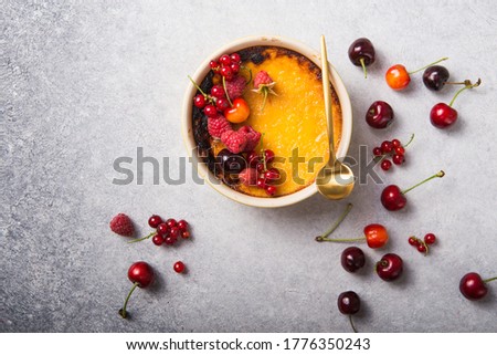 Similar – Image, Stock Photo Cream brulee on dark wood