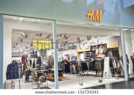 KLAIPEDA, LITHUANIA - SEPTEMBER 30: H&M Store on September 30, 2013 in Klaipeda, Lithuania. H&M has expanded substantially in recent years. 3,000 stores are spread across 52 markets worldwide.