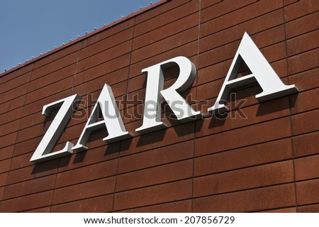 LITHUANIA-JULY 29:ZARA logo on July 29, 2014 in Lithuania.Zara is an Spanish clothing and accessories retailer.