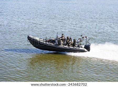 LITHUANIA-AUG 25:military boats patrolling in the sea on August 25,2013 in Lithuania.