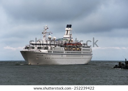 KLAIPEDA,LITHUANIA-AUG 21:cruise liner ASTOR in the Baltic sea on August 21,2012 in Klaipeda,Lithuania.