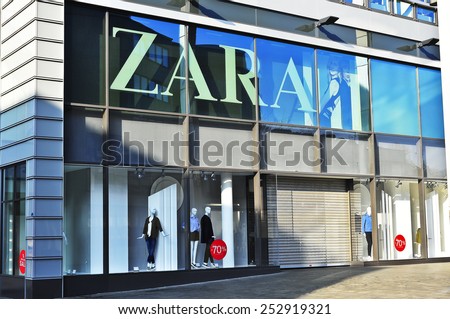 MAINZ,GERMANY-FEB 15:ZARA fashion store on February 15,2015 in Mainz,Germany.Zara is an Spanish clothing and accessories retailer.