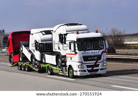 FRANKFURT,GERMANY-MARCH 28:MAN truck on March 28,2015 in Frankfurt,Germany. MAN SE, formerly MAN AG, is a German mechanical engineering company and parent company of the MAN Group.