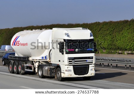 FRANKFURT,GERMANY - APRIL 10:oil truck on the highway on Apri 10,2015 in Frankfurt, Germany
