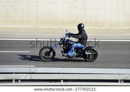 FRANKFURT,GERMANY - MAY 08:rider with Dragon Dog on the highway on May 08,2015 in Frankfurt, Germany