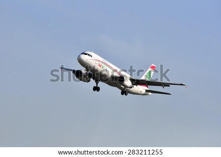 FRANKFURT,GERMANY-APRIL 10:airplane of  Middle East Airlines on April 10,2015 in Frankfurt,Germany.Middle East Airlines, is the national flag-carrier airline of Lebanon.