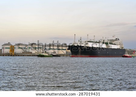 KLAIPEDA,LITHUANIA- MARCH 02:GOLAR SEAL LNG Tanker in the Baltic sea on March 02,2015 in Klaipeda,Lithuania. GOLAR SEAL IMO 9624914 is LNG Tanker, registered in Marshall Islands.