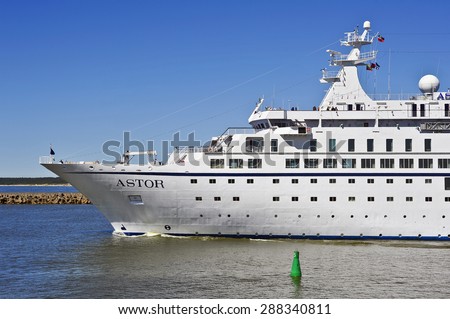 KLAIPEDA,LITHUANIA- JUNE 12:cruise liner ASTOR in port on June 12,2015 in Klaipeda,Lithuania.