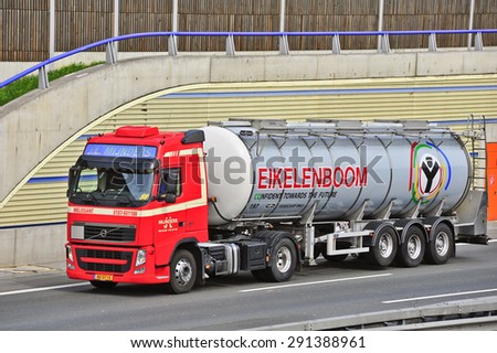 FRANKFURT,GERMANY - APRIL 16:oil truck on the highway on April 16,2015 in Frankfurt, Germany.