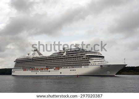 KLAIPEDA,LITHUANIA-JULY 14:Cruise liner MARINA in the port on July 14,2015 in Klaipeda,Lithuania.MS Marina- Oceania-class cruise ship, constructed in Italy for Oceania Cruises.