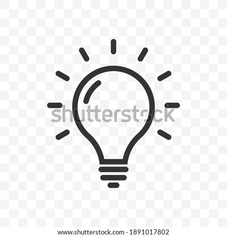 Outline idea or lamp bulb icon vector illustration isolated sign symbol - black and white style in transparent background.