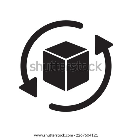 Reload or return package box in circular arrow icon design isolated on white background.