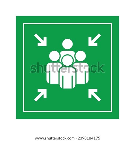 Emergency evacuation assembly point sign vector illustration on white background.