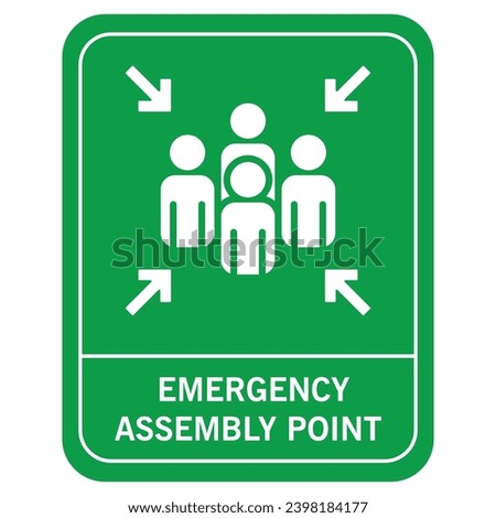 Emergency evacuation assembly point sign vector illustration on white background.