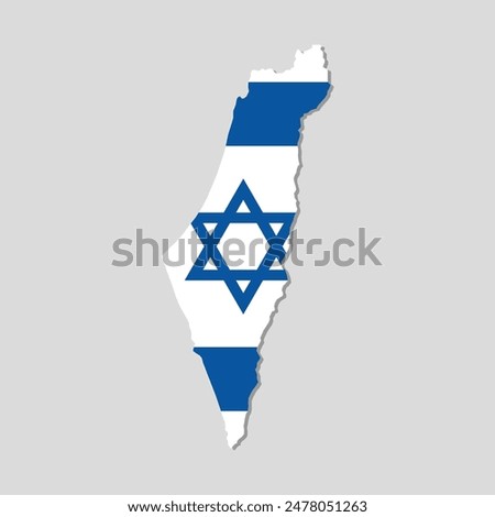 Map of Israel with flag isolated vector illustration on white background.