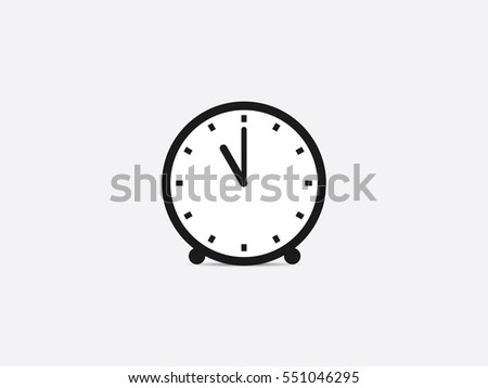 Clock icon, 11 o'clock vector illustration on gray background