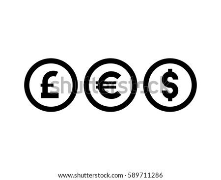 Currency icons set, dollar, euro, pound. Vector illustration on white background.