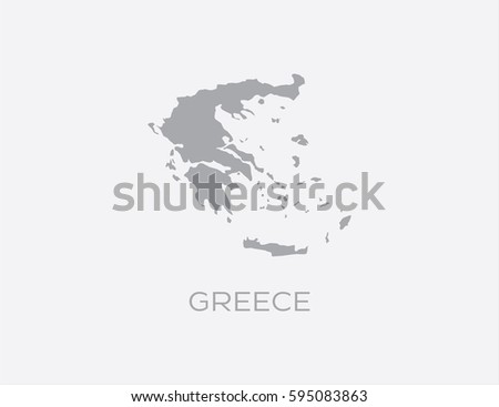 Gray map of Greece on gray background