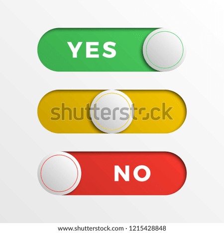 red/yellow/green switch interface buttons. 3d realistic yes/no slider. easy to edit and costomize vector illustration. eps10