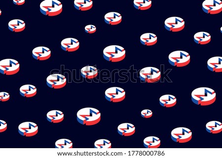 Isometric symbols of cryptocurrency monero on dark background. Modern business template wallpaper with signs in concept design. Vector illustration eps 10