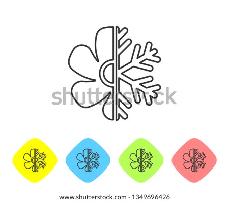 Grey Air conditioner line icon isolated on white background. Set icon in color rhombus buttons. Vector Illustration