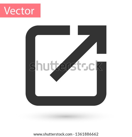 Grey Open in new window icon isolated on white background. Open another tab button sign. Browser frame symbol. External link sign. Vector Illustration