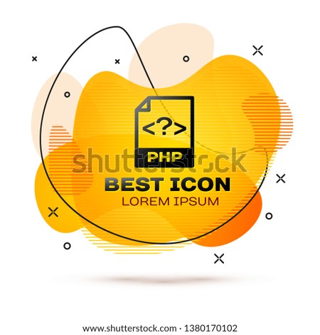 Black PHP file document icon. Download php button icon isolated on white background. PHP file symbol. Fluid color banner. Vector Illustration