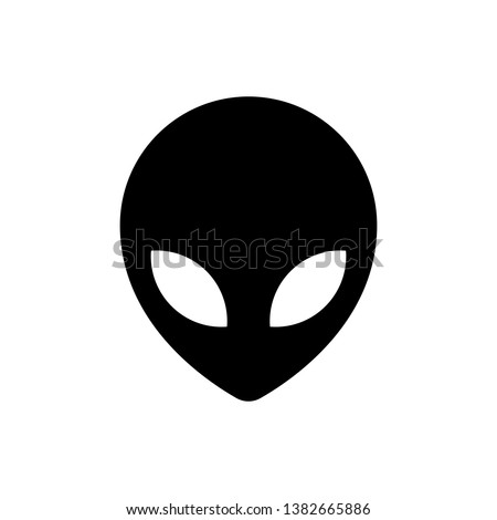 Black Alien icon isolated on white background. Extraterrestrial alien face or head symbol. Vector Illustration