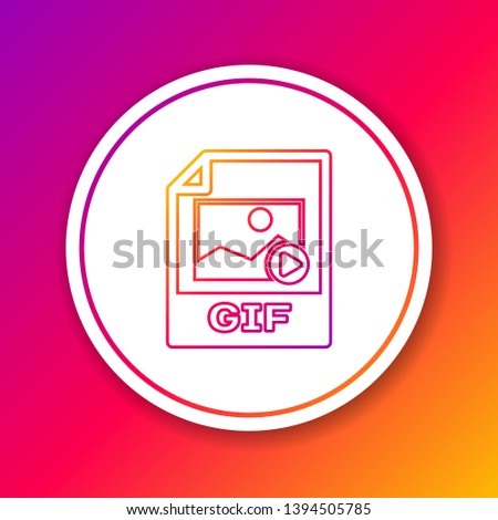 Color GIF file document icon. Download gif button line icon isolated on color background. GIF file symbol. Circle white button. Vector Illustration