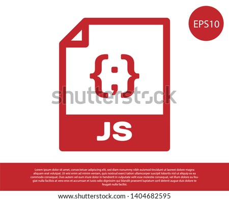 Red JS file document icon. Download js button icon isolated on white background. JS file symbol. Vector Illustration