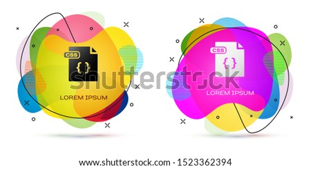 Color CSS file document. Download css button icon isolated on white background. CSS file symbol. Abstract banner with liquid shapes. Vector Illustration