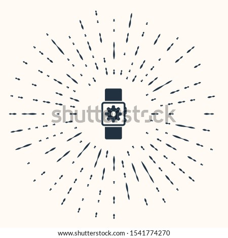 Grey Smartwatch setting icon isolated on beige background. Smart watch settings. Abstract circle random dots. Vector Illustration