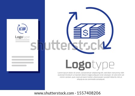 Blue Refund money icon isolated on white background. Financial services, cash back concept, money refund, return on investment, savings account. Logo design template element. Vector Illustration