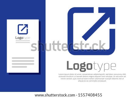 Blue Open in new window icon isolated on white background. Open another tab button sign. Browser frame symbol. External link sign. Logo design template element. Vector Illustration