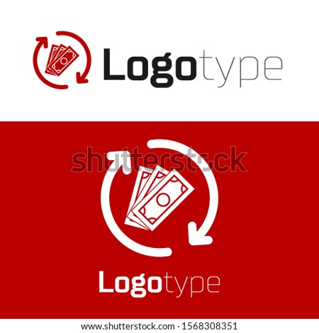 Red Refund money icon isolated on white background. Financial services, cash back concept, money refund, return on investment, savings account. Logo design template element. Vector Illustration