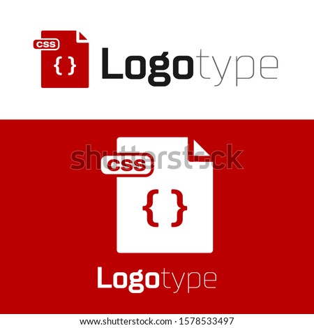 Red CSS file document. Download css button icon isolated on white background. CSS file symbol. Logo design template element. Vector Illustration