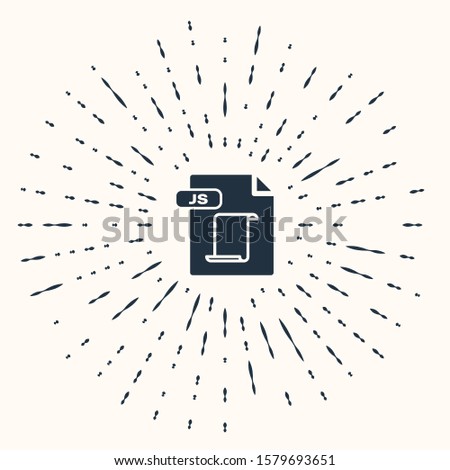 Grey JS file document. Download js button icon isolated on beige background. JS file symbol. Abstract circle random dots. Vector Illustration