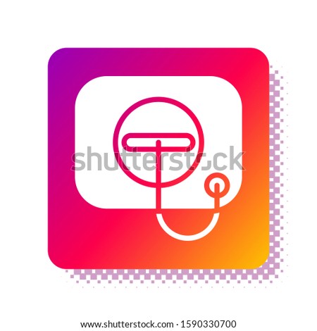 White Oil filler cap opening at the gas station icon isolated on white background. Square color button. Vector Illustration