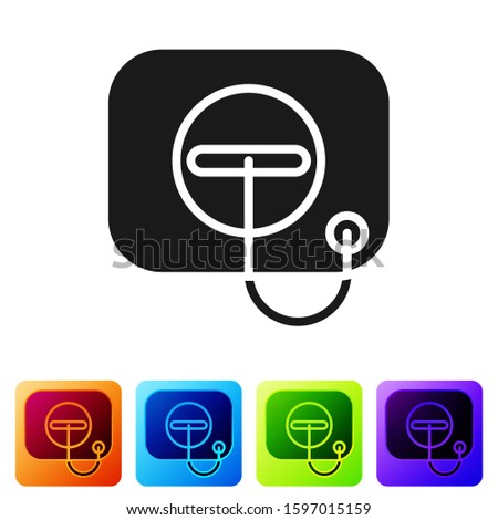 Black Oil filler cap opening at the gas station icon isolated on white background. Set icons in color square buttons. Vector Illustration