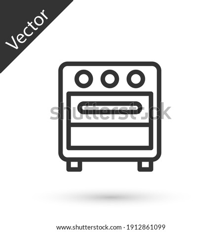 Grey line Oven icon isolated on white background. Stove gas oven sign. Vector.
