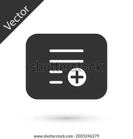 Grey Add to playlist icon isolated on white background.  Vector