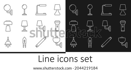 Set line Wall lamp or sconce, Flashlight, Table,  and Floor icon. Vector