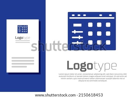 Blue Drum machine icon isolated on white background. Musical equipment. Logo design template element. Vector