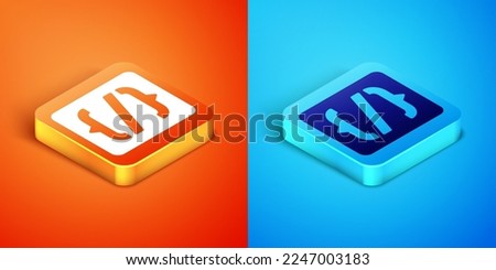 Isometric Programming language syntax icon isolated on orange and blue background. Syntax programming file system.  Vector