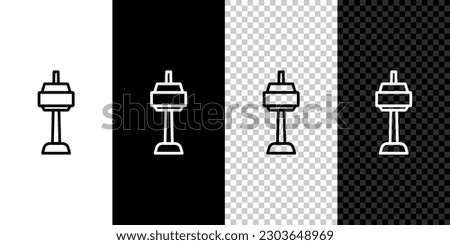 Set line N Seoul tower in South Korea icon isolated on black and white, transparent background. Seoul tower, Namsan tower in korea.  Vector